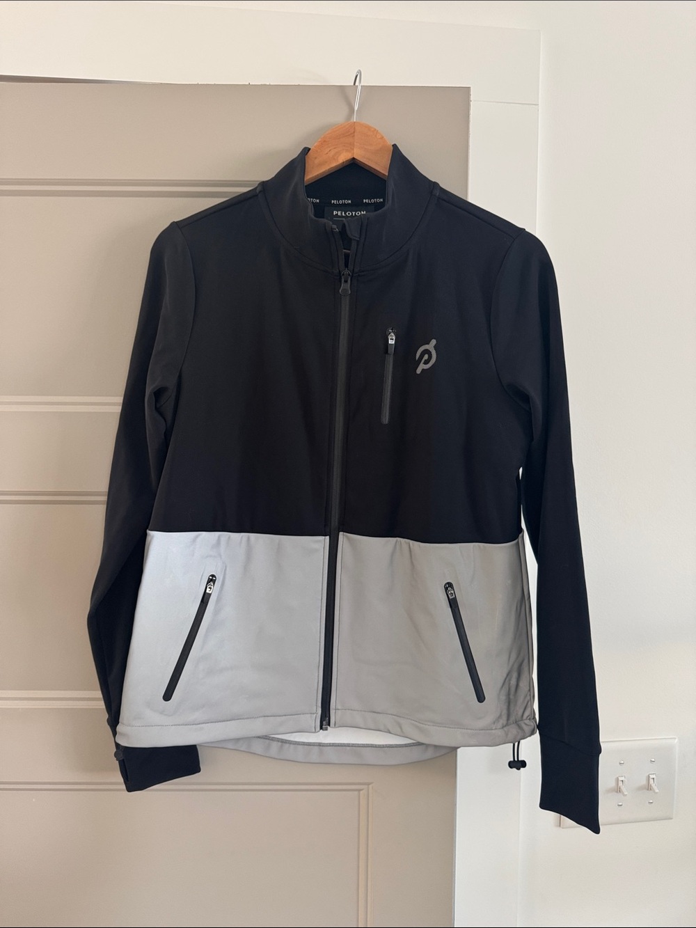 Peloton Black and Light Gray Women's Performance Full-Zip Jacket